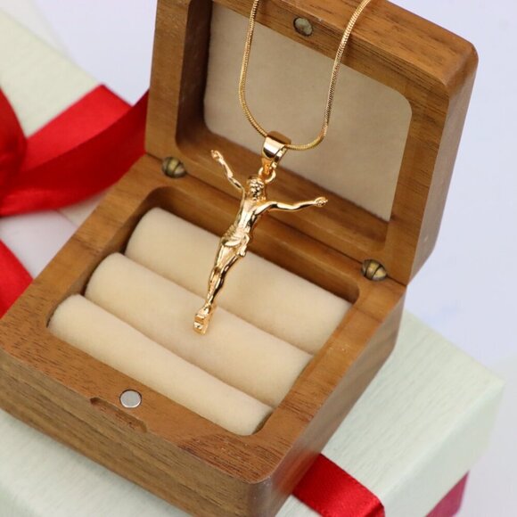 "Gold Plated Crucifix Rose Gold Pendant, XPPT1309 - Picture 7 of 12